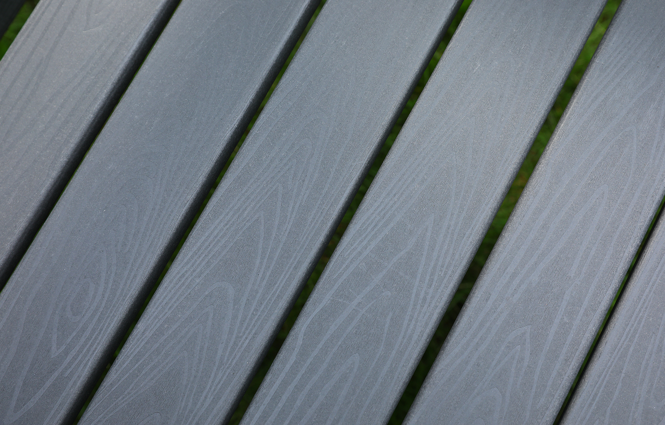 Silla de comedor exterior HDPE conjunto de 6 sillas + mesa rectangular respaldo vertical gris