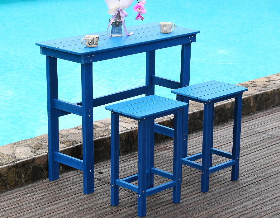 Juego de mesa y silla de comedor para exteriores de HDPE, banco