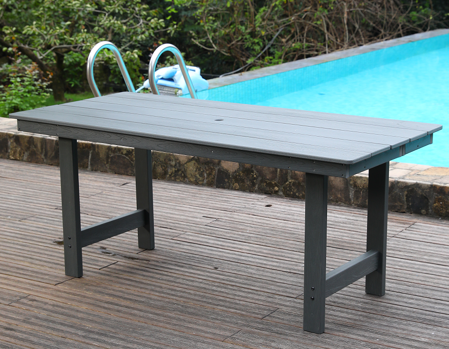 Mesa rectangular de HDPE gris