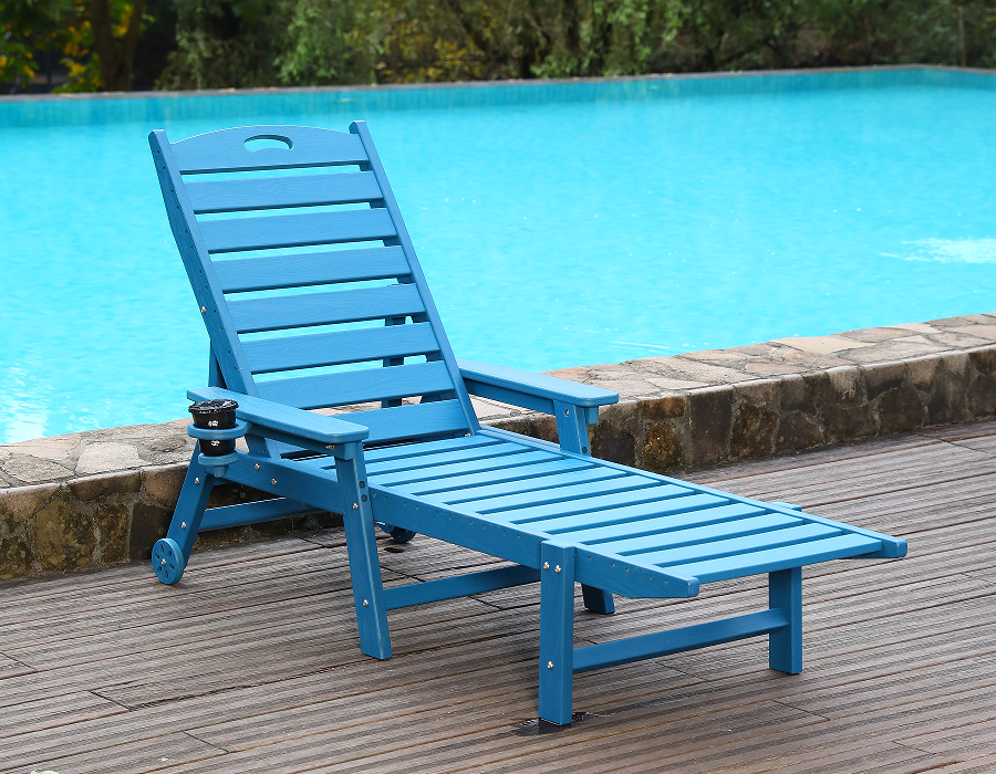 Sillón de exterior HDPE Adirondack azul individual