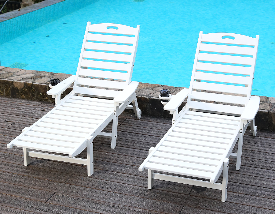 Sillón de exterior Adirondack de HDPE, color blanco, paquete de 2