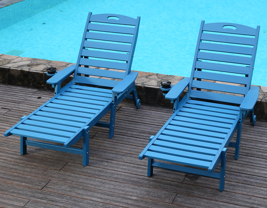 Sillón de exterior Adirondack de HDPE, color azul, paquete de 2