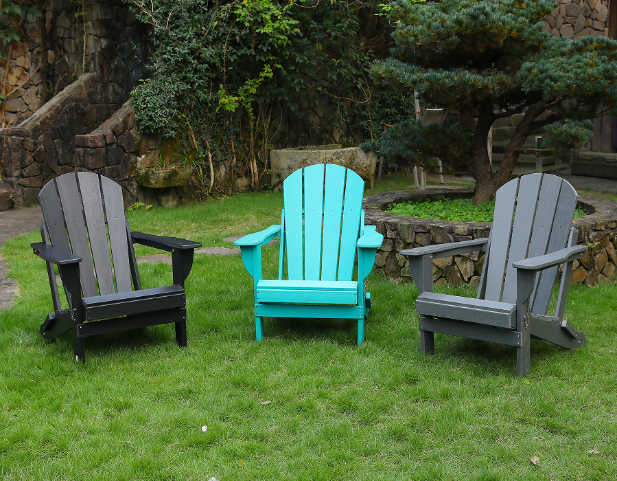 Silla Rana Adirondack de HDPE, color negro