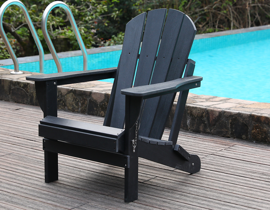 Silla Rana Adirondack de HDPE, color negro