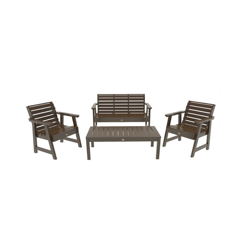 Juego de sofás para patio al aire libre – 4 piezas (sillón, sillones, mesa de centro)