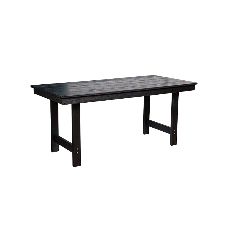 Elegante juego de comedor de 7 piezas de HDPE negro para amplias áreas al aire libre