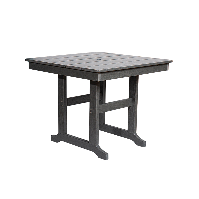 Mesa de comedor cuadrada de HDPE gris para uso interior y exterior