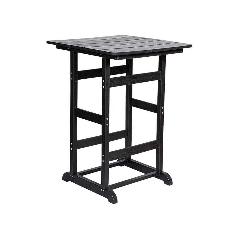 Mesa de comedor cuadrada de patas largas de HDPE compacta gris