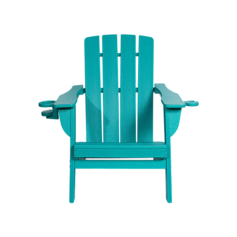Silla Adirondack pequeña de HDPE azul lago con herrajes de acero inoxidable